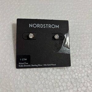 Nordstrom 1 CTW 14K gold plated earrings with Cubic Zirconia Earrings